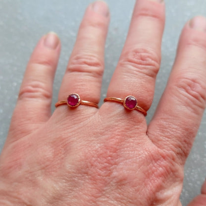 Ruby Crystal Ring — Handcrafted Copper Jewelry Talisman for Courage