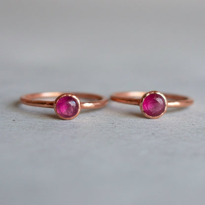 Ruby Crystal Ring — Handcrafted Copper Jewelry Talisman for Courage