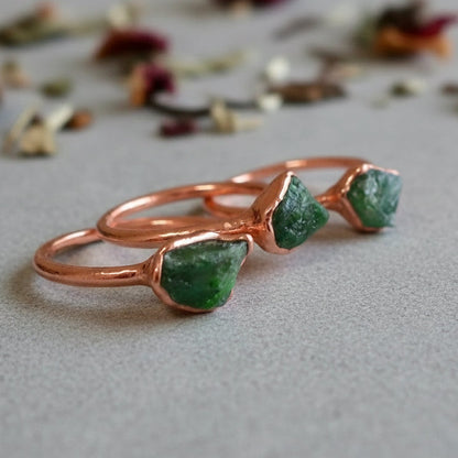 Handcrafted Copper Chrome Diopside Ring Crystal For Grounded Healing