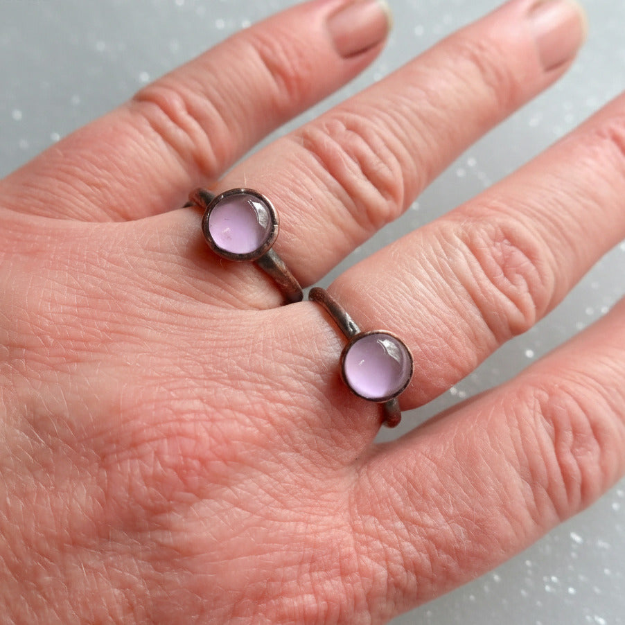 Lavender Amethyst Ring - Handcrafted Copper Talisman for Calm Daily Ritual