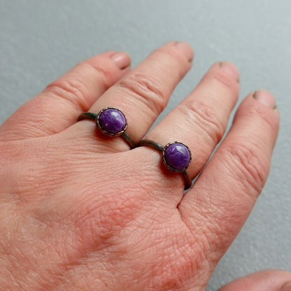 Charoite Boho Ring - Handcrafted Copper Talisman for Calm Curiosity