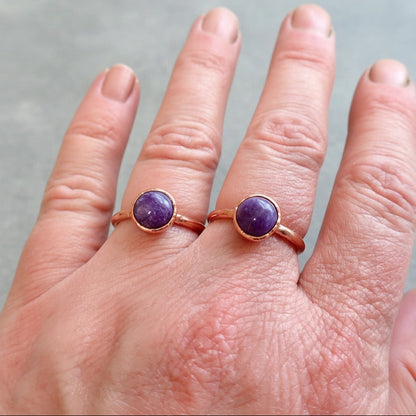 Charoite Boho Ring - Handcrafted Copper Talisman for Calm Curiosity