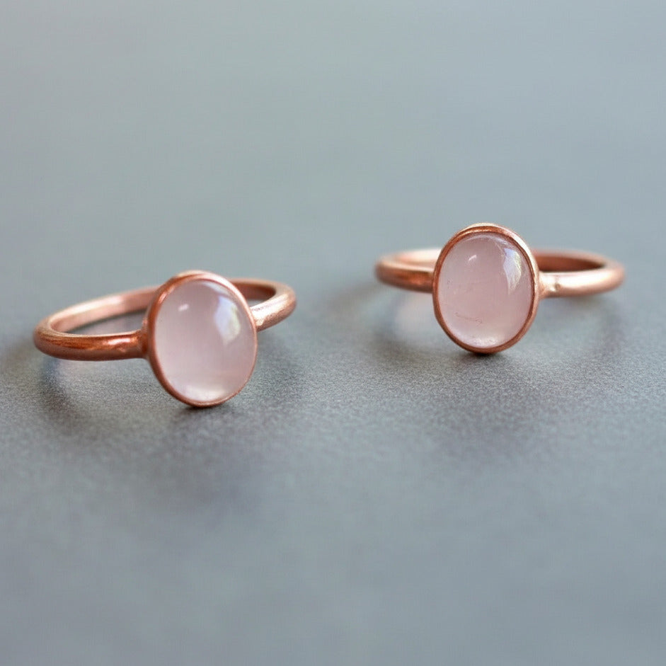 Rose Quartz Ring - Handcrafted Copper Talisman For Your Self-Love Daily Ritual