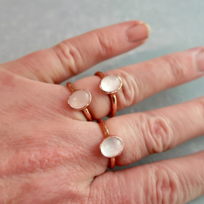 Rose Quartz Ring - Handcrafted Copper Talisman For Your Self-Love Daily Ritual
