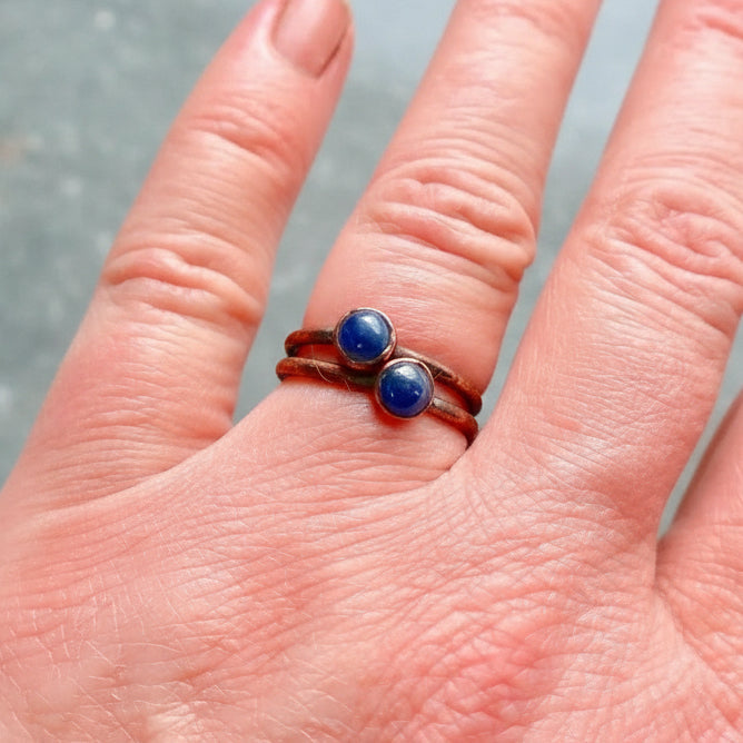 Blue Sapphire Ring — Handcrafted Copper Talisman for Calm and Clarity