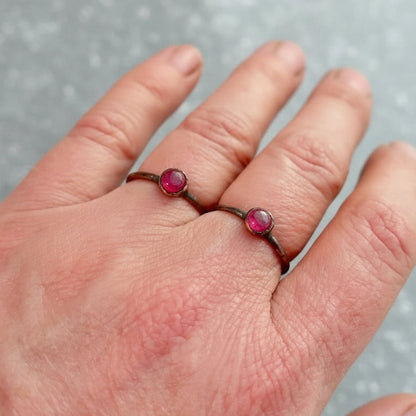 Ruby Crystal Ring — Handcrafted Copper Jewelry Talisman for Courage
