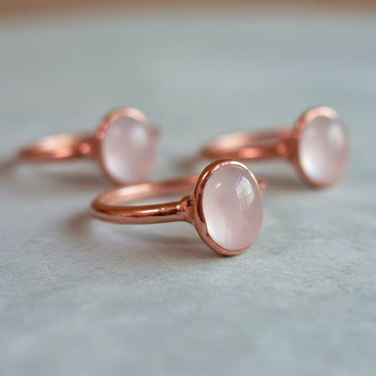 Rose Quartz Ring — Handcrafted Copper Jewelry Talisman For Heart Healing