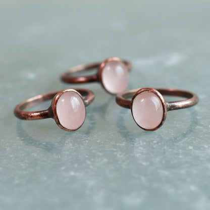 Rose Quartz Ring - Handcrafted Copper Talisman For Your Self-Love Daily Ritual