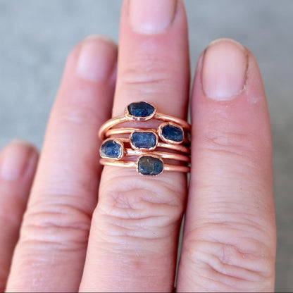 Raw Sapphire Ring - Handcrafted Copper Talisman for Clarity