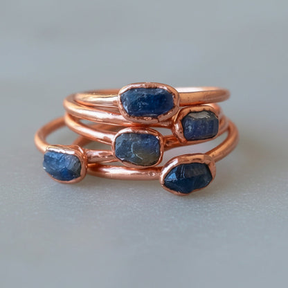 Raw Sapphire Ring - Handcrafted Copper Talisman for Clarity
