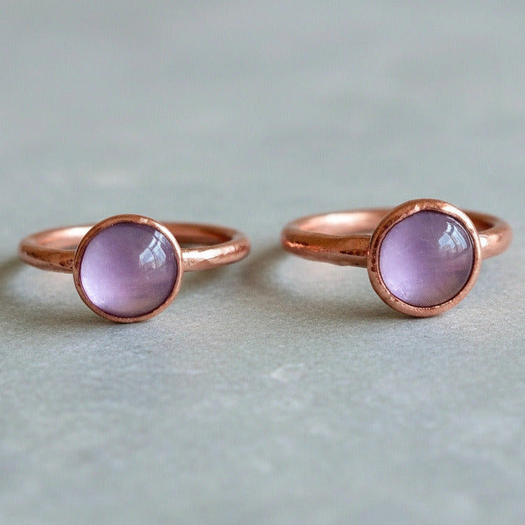 Lavender Amethyst Ring - Handcrafted Copper Talisman for Calm Daily Ritual