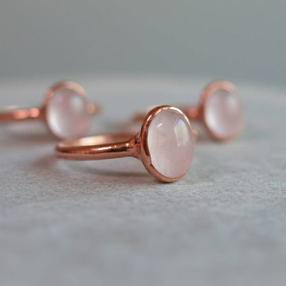 Rose Quartz Ring - Handcrafted Copper Talisman For Your Self-Love Daily Ritual