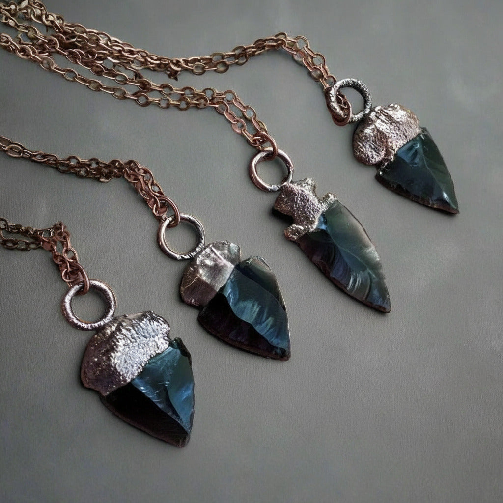Handcrafted Copper Obsidian Arrowhead Necklace for Grounded Confidence