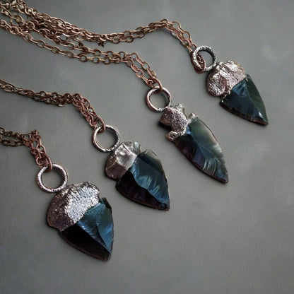 Handcrafted Copper Obsidian Arrowhead Necklace for Grounded Confidence