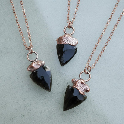 Handcrafted Copper Obsidian Arrowhead Necklace for Grounded Confidence