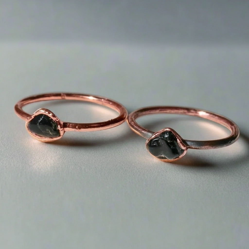 Black Tourmaline Ring - Handcrafted Copper Talisman For Grounded Confidence