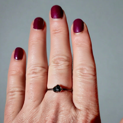 Black Tourmaline Ring - Handcrafted Copper Talisman For Grounded Confidence