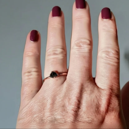 Black Tourmaline Ring - Handcrafted Copper Talisman For Grounded Confidence
