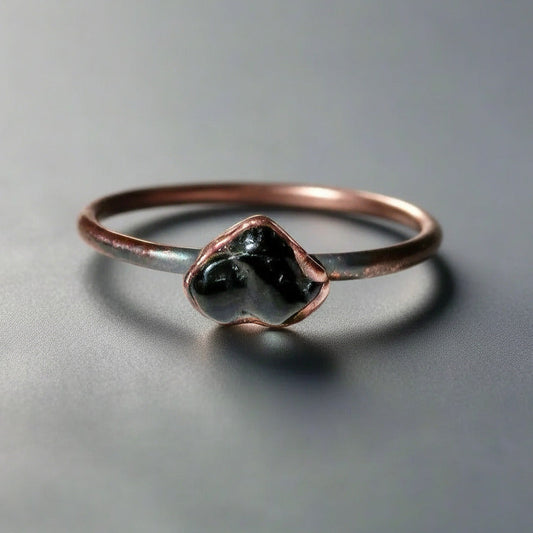 Black Tourmaline Ring - Handcrafted Copper Talisman For Grounded Confidence