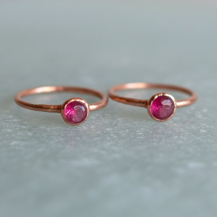 Ruby Crystal Ring — Handcrafted Copper Jewelry Talisman for Courage