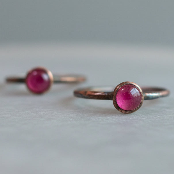 Ruby Crystal Ring — Handcrafted Copper Jewelry Talisman for Courage