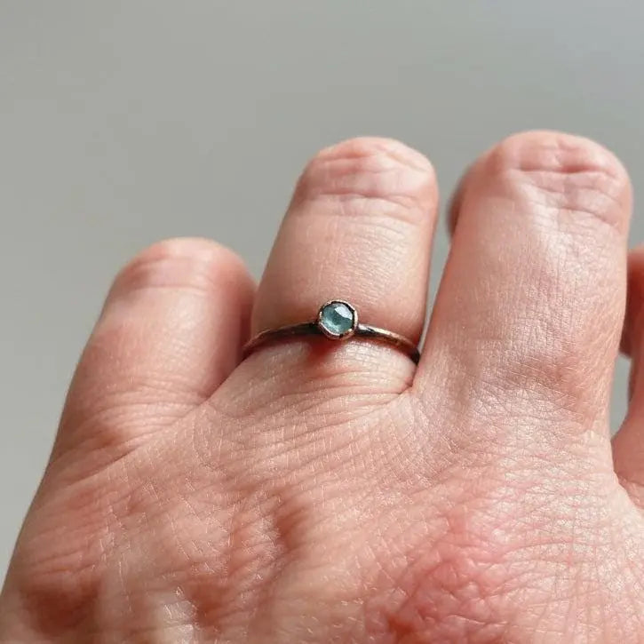 Swiss Blue Topaz Ring - Handcrafted Copper Crystal Jewelry