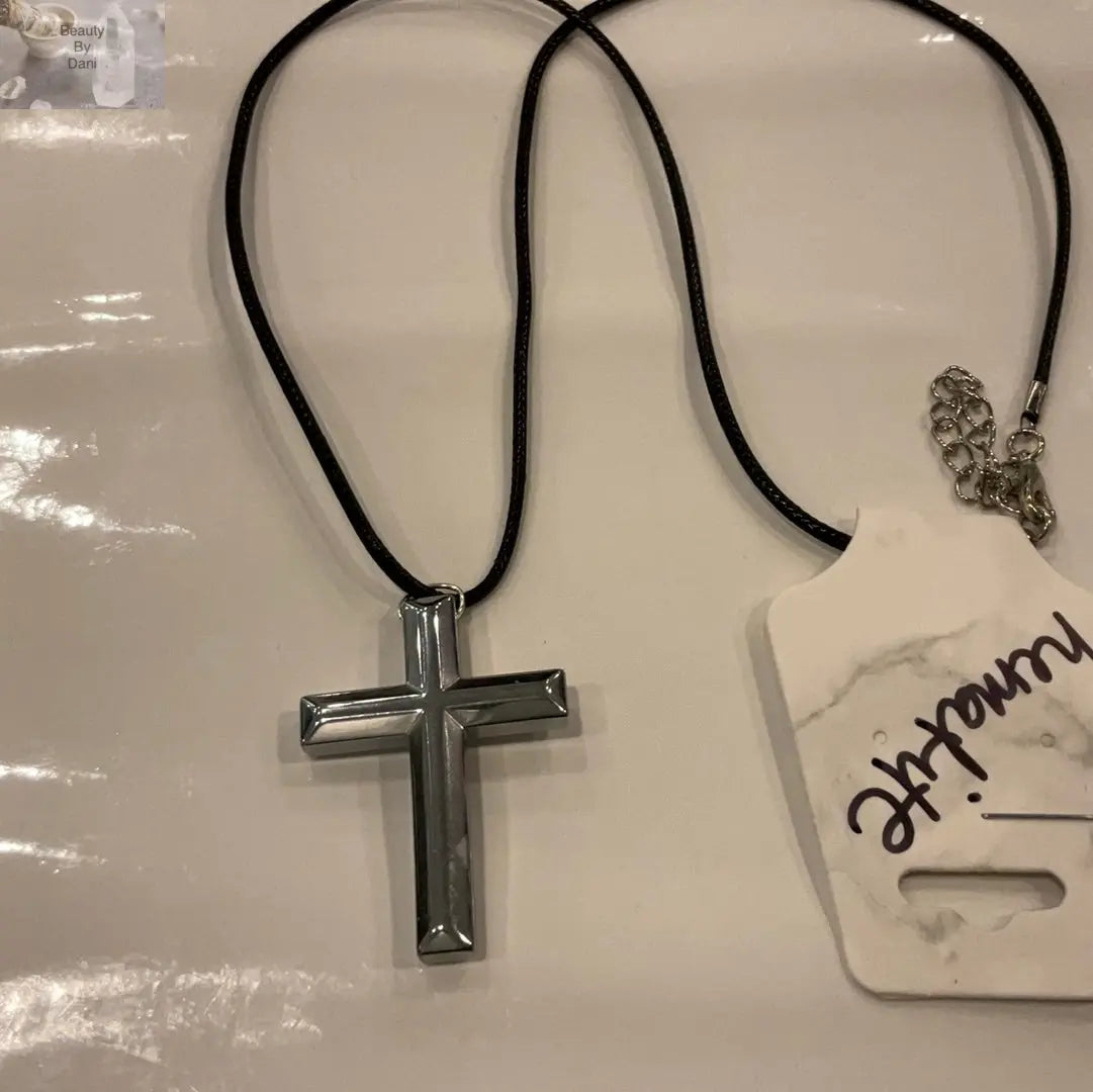 Hematite Cross Necklace for Confidence and Stability