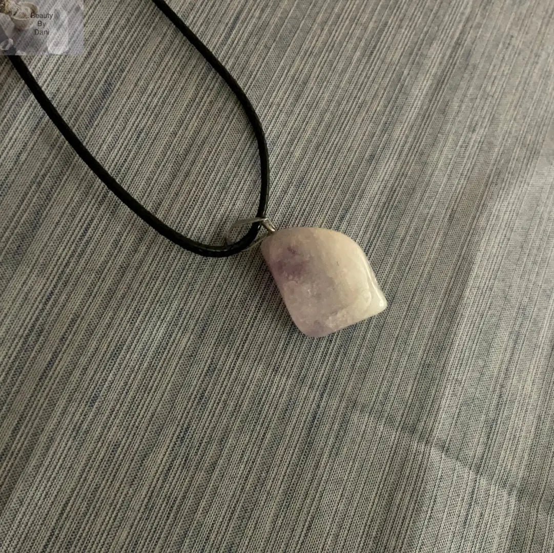 Natural Amethyst Necklace on Leather Cord