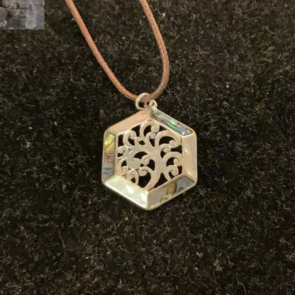 Abalone Geometric Pendant Necklace