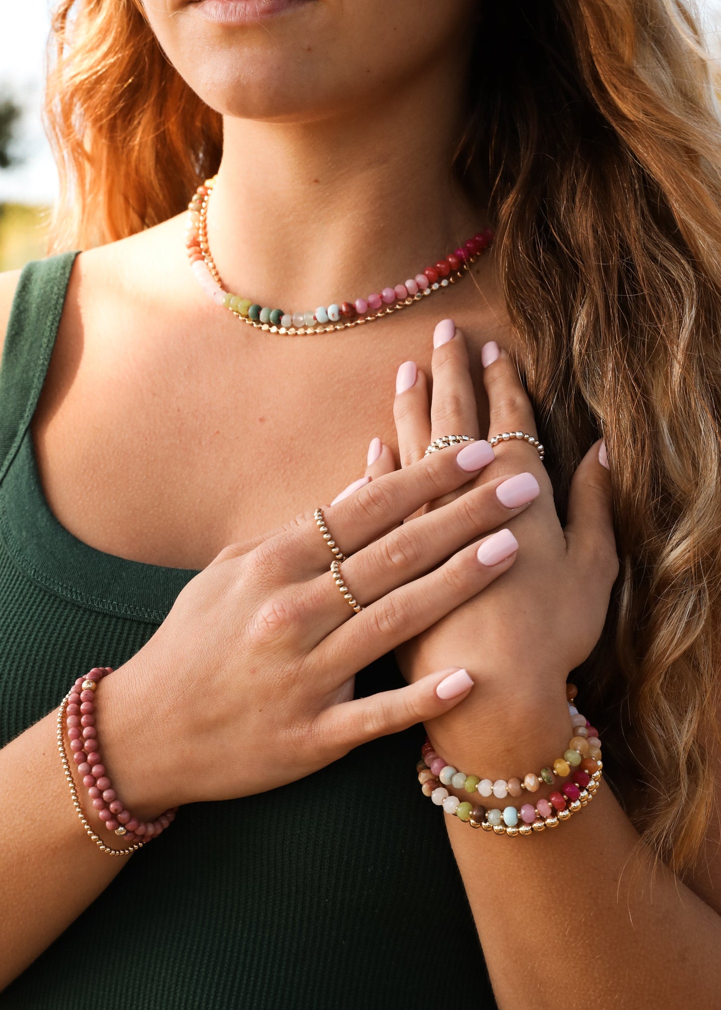 Natural Gemstone Necklace + 14k Gold Filled Toggle : Sandbar
