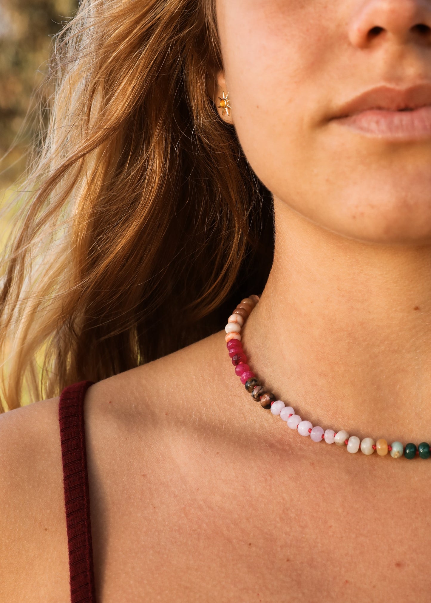 Natural Gemstone Necklace + 14k Gold Filled Toggle : Sedona